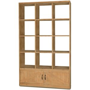 Tradis Etagere 12 casiers sans fond 2 portes bois massif