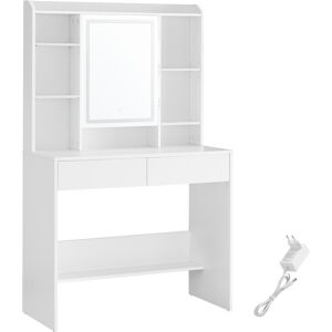 VASAGLE Coiffeuse avec miroir etagere de rangement 2 tiroirs blanc