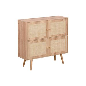 sweeek Commode enfant effet bois 4 portes en cannage