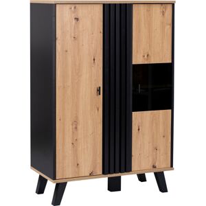 Urban Meuble Buffets vitrines avec verre teinte et eclairage LED en noir et bois