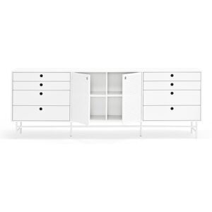 TEULAT Buffet bas 212cm en bois et metal perfore blanc