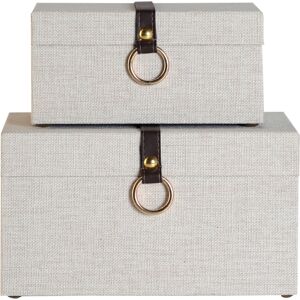 Lastdeco Caisse en Bois Mdf Gris 28x17x16 cm - Lot de 2