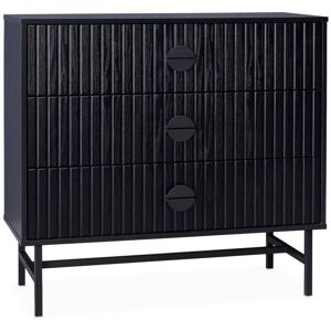 sweeek Commode 3 tiroirs effet bois rainure noir