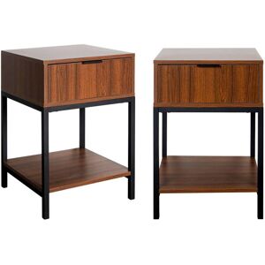 Table de chevet decor noyer et metal noir (lot de 2) lsweeek