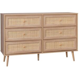 sweeek Commode effet bois et cannage 6 tiroirs de rangement