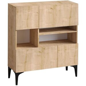 Calicosy Buffet 3 niches et 4 portes decor chene saphir - H125 cm