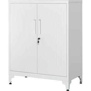 SONGMICS Armoire de bureau 2 portes verouillable en metal blanc