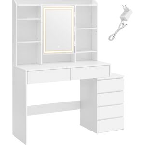 VASAGLE Coiffeuse avec miroir etagere de rangement 2 tiroirs blanc