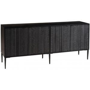 MACABANE Buffet en manguier noir 4 portes sculptees pieds en metal