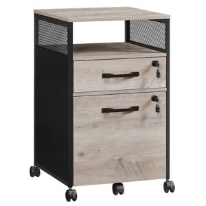 VASAGLE Caisson de bureau mobile 2 tiroirs effet bois greige