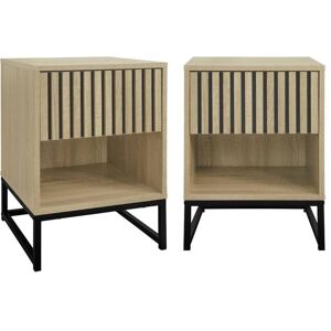 Lot de 2 tables de chevet effet bois rainure 1 tiroirlsweeek