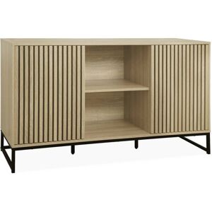 Buffet contemporain effet bois rainure 2 portes l140 lsweeek