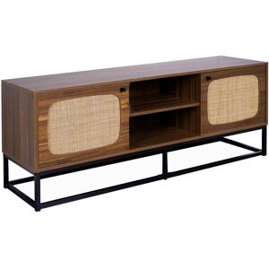 sweeek Meuble tv decor bois et cannage arrondi 140cm