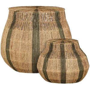 Mica Decorations Lot de 2 paniers de rangement en jute vert fonce H48