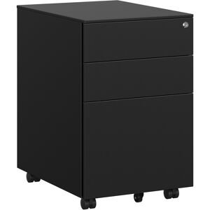 SONGMICS Caisson de bureau 3 tiroirs avec roulettes acier noir