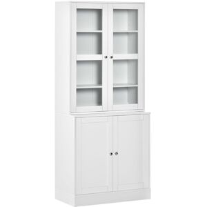 Homcom Bibliotheque vitrine - 2 portes verre 2 portes bois 4 etageres - blanc