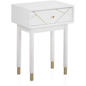 GEESE HOME Table de chevet avec 1 tiroir laquee blanche