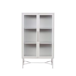 WOOOD Vitrine en metal et verre strie creme