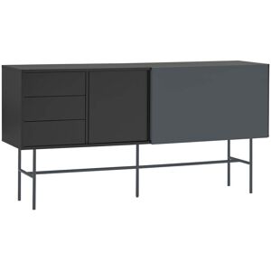 TEULAT Buffet avec porte coulissante en bois L180 cm gris et noir