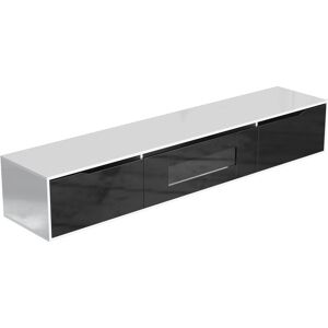 Urban Meuble Meuble TV brillance noir et blanc avec eclairage LED a couleur 180x30