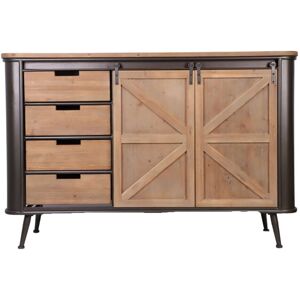 CHEMIN DE CAMPAGNE Buffet en bois et metal gris 139 x 38 x 91.5 cm