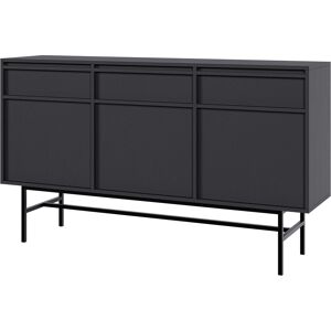 Selsey Buffet a trois portes avec tiroirs et cadre noir 154x39 cm