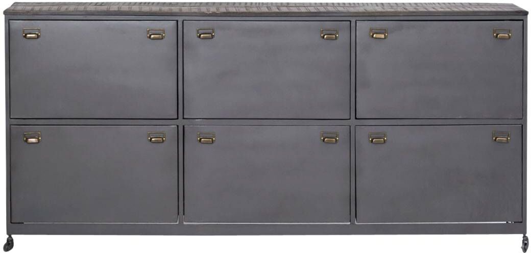 Made in Meubles Buffet en métal gris 213 cm