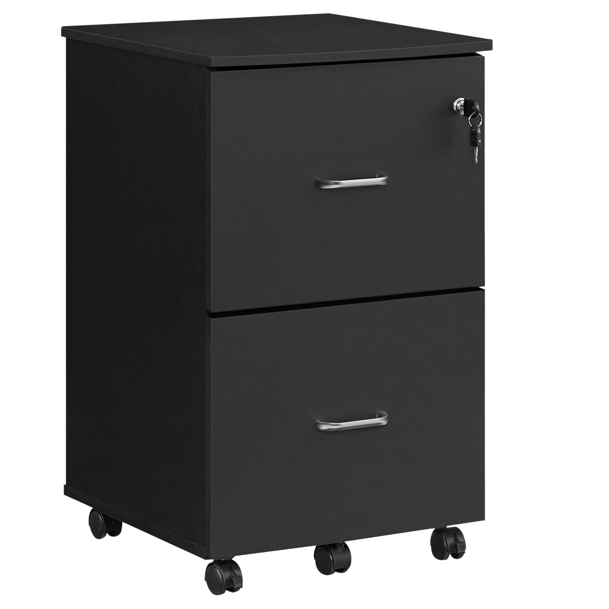 VASAGLE Caisson de bureau mobile panneau mdf de classe e1 pvc noir