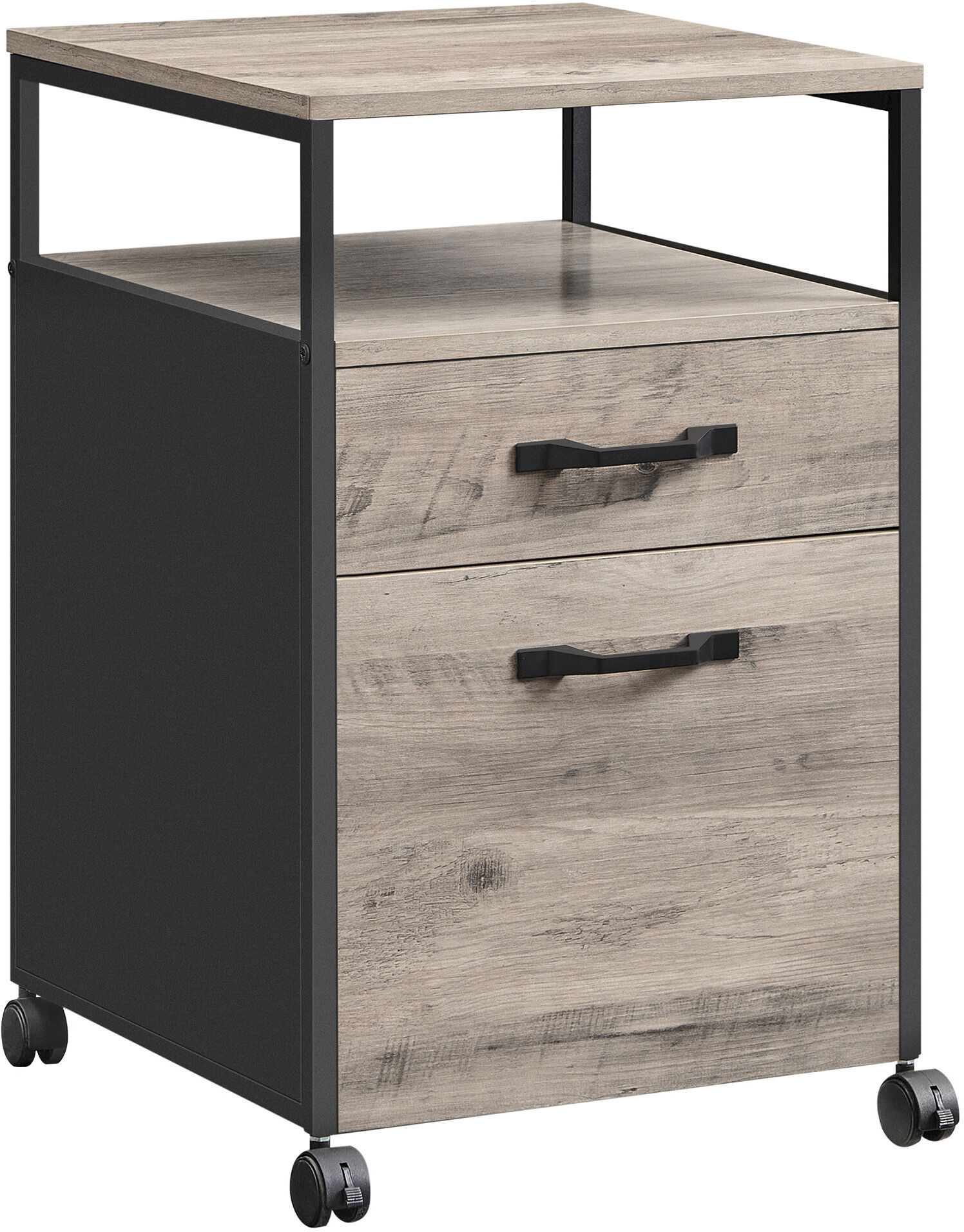 VASAGLE Caisson de bureau mobile 2 tiroirs effet bois marron rustique