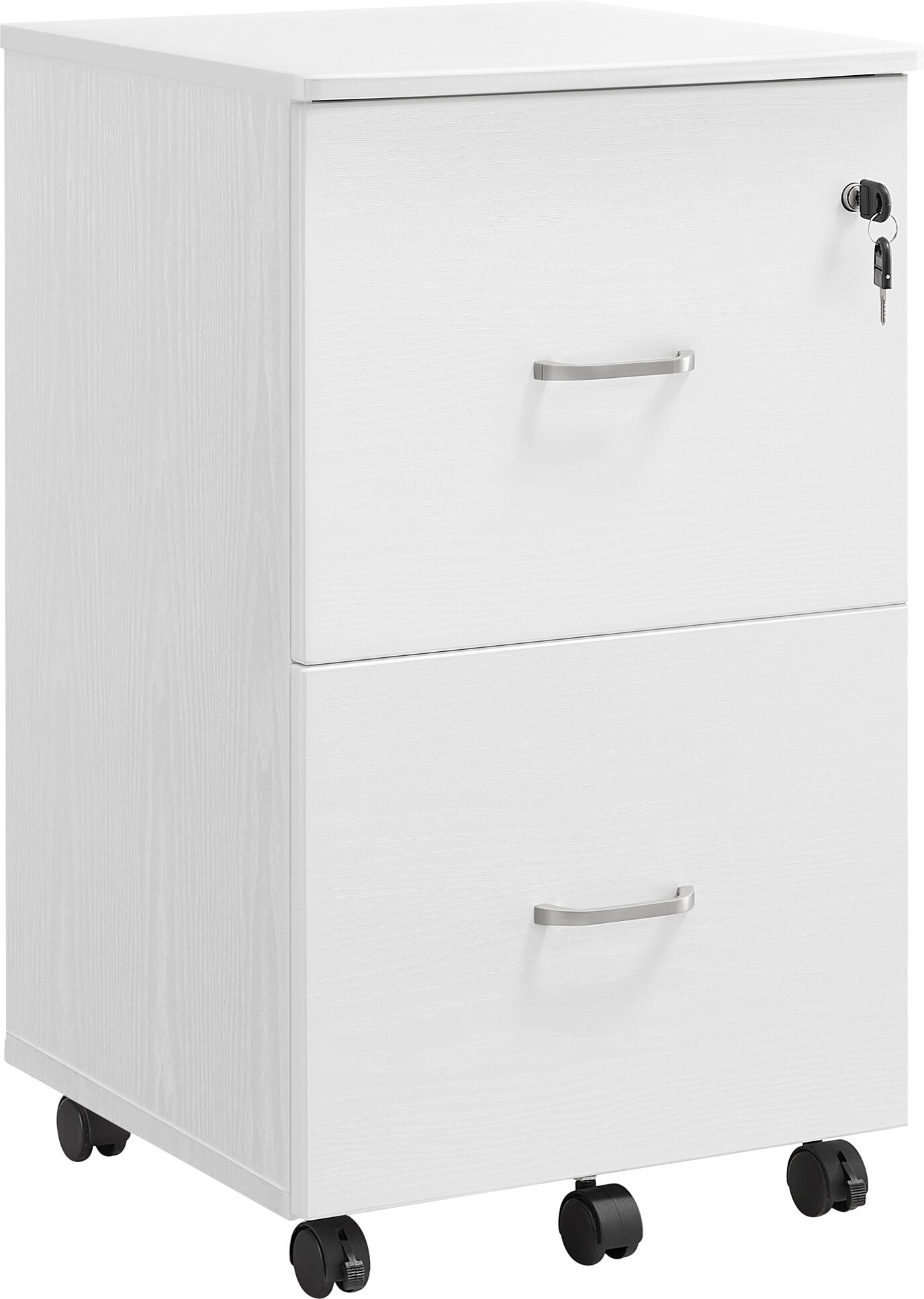 VASAGLE Caisson de bureau mobile 2 tiroirs effet bois blanc