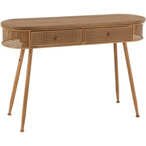 Meubles & Design Console effet cannage en bois avec 2 tiroirs