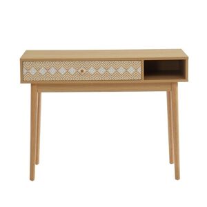 Baita Console blanc et effet bois et chêne 1 tiroir 100cm