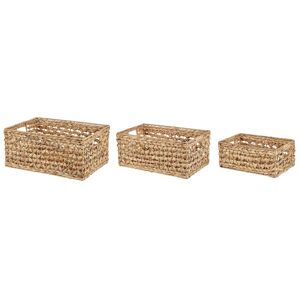 Beliani Lot de 3 paniers en jacinthe d'eau naturels