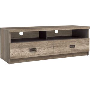 Petits meubles Meuble TV 2 tiroirs 120 cm stratifiés naturel et gris