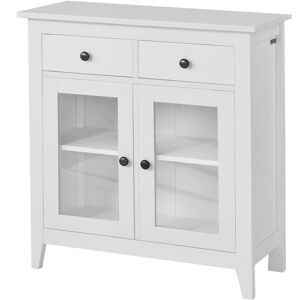 SoBuy Buffet de rangement 2 tiroirs 2 portes effet bois blanc