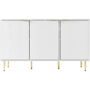 Urban Meuble Buffet moderne 2 niveaux et 6 compartiments 127L*45P*75H blanc