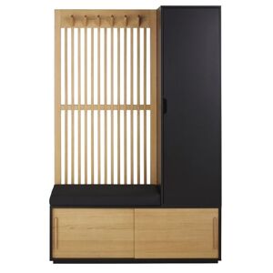 Maisons du Monde Vestiaire 3 portes avec portant en bois de frêne gris anthracite et noir - Publicité