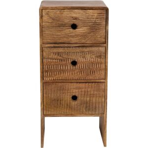 Maisons du Monde Petit meuble de rangement 3 tiroirs en manguier gravé main - Publicité Maisons du Monde Petit meuble de rangement 3 tiroirs en manguier gravé main - Publicité