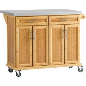 SoBuy Desserte en bambou à roulettes 2 tiroirs 4 portes - Publicité SoBuy Desserte en bambou à roulettes 2 tiroirs 4 portes - Publicité