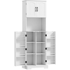 Homcom Armoire de cuisine 4 portes plan de travail porte-épices MDF blanc - Publicité Homcom Armoire de cuisine 4 portes plan de travail porte-épices MDF blanc - Publicité