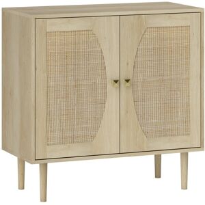 Homcom Buffet bohème 2 portes étagère réglable bois naturel - Publicité Homcom Buffet bohème 2 portes étagère réglable bois naturel - Publicité