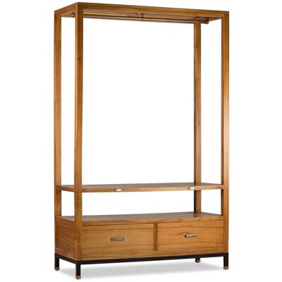 MOYCOR Portant en bois de mindi et métal noir H 190 cm - Publicité MOYCOR Portant en bois de mindi et métal noir H 190 cm - Publicité