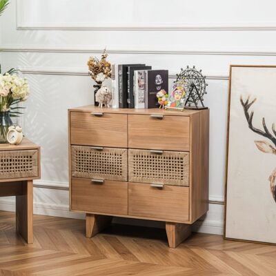 Nordlys Commode - 6/3 Tiroirs Bois Vintage - Publicité Nordlys Commode - 6/3 Tiroirs Bois Vintage - Publicité
