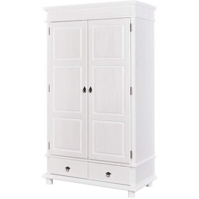 Terre de Nuit Armoire 2 portes 2 tiroirs en bois massif blanc - Publicité Terre de Nuit Armoire 2 portes 2 tiroirs en bois massif blanc - Publicité