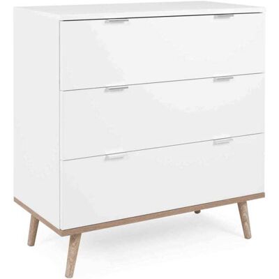 Terre de Nuit Commode effe bois blanc, 3 tiroirs avec pieds en bois massif - Publicité Terre de Nuit Commode effe bois blanc, 3 tiroirs avec pieds en bois massif - Publicité