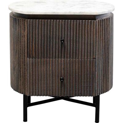 Kare Design Table de chevet 2 tiroirs en manguier massif et marbre blanc - Publicité Kare Design Table de chevet 2 tiroirs en manguier massif et marbre blanc - Publicité