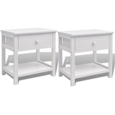 Mobikasa Ensemble de 2 Tables de Nuit en Bois Blanc - Set de Nuits - Publicité Mobikasa Ensemble de 2 Tables de Nuit en Bois Blanc - Set de Nuits - Publicité