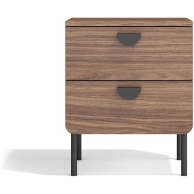 Herdasa Table de chevet 2 tiroirs noyer 55×40×34 cm - Publicité Herdasa Table de chevet 2 tiroirs noyer 55×40×34 cm - Publicité