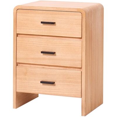 Nordlys Table de chevet chiffonnier 3 tiroirs en bois naturel - Publicité Nordlys Table de chevet chiffonnier 3 tiroirs en bois naturel - Publicité