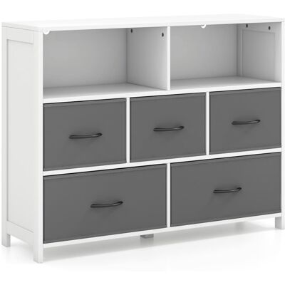 Giantex Commode en tissu à 5 tiroirs amovibles cadre en bois robuste - Publicité Giantex Commode en tissu à 5 tiroirs amovibles cadre en bois robuste - Publicité